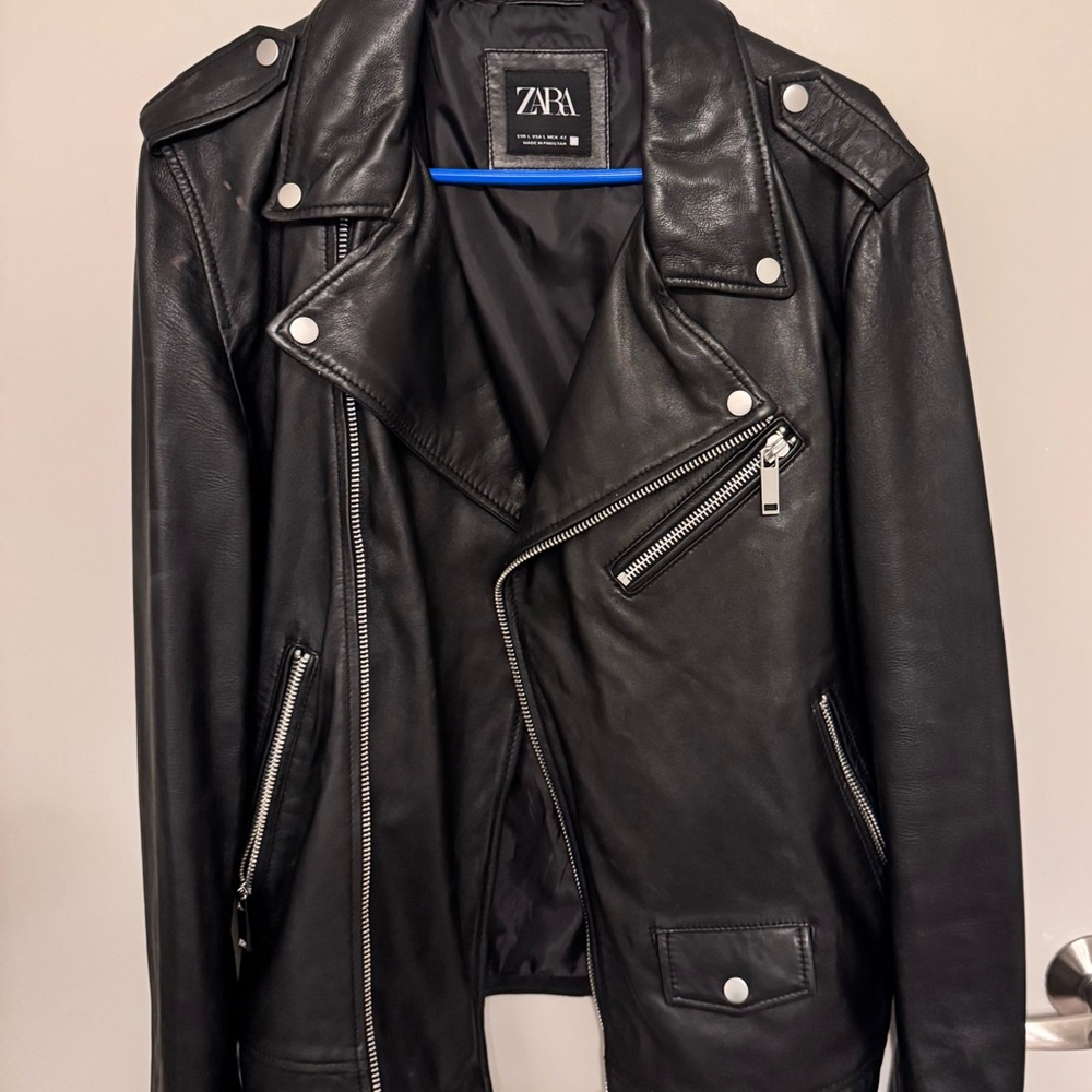 Biker style leather jacket